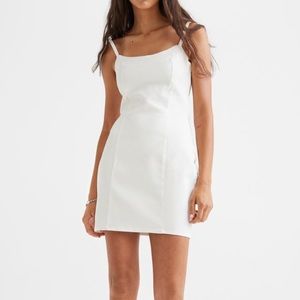 white fitted denim dress